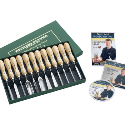RPCV12A 12 Piece Carving Chisel Set, Educational Booklet & DVD
